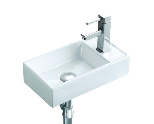 Lavoar mini dreptunghiular AUSTIN, pe partea dreaptă, montaj în perete 40x22cm – alb
