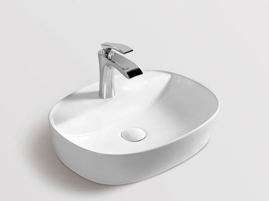 Lavoar oval MADISON, din porțelan, montaj pe blat 50x39cm – alb