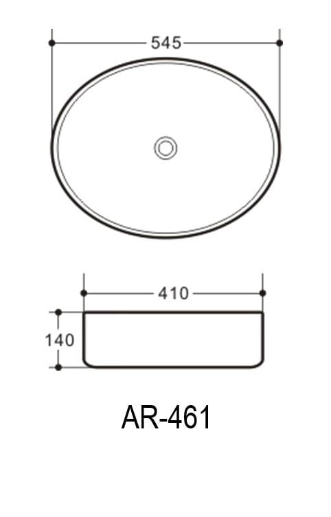 Lavoar oval PHOENIX, din porțelan, montaj pe blat 54,5X41cm – gri, cu scurgere gri