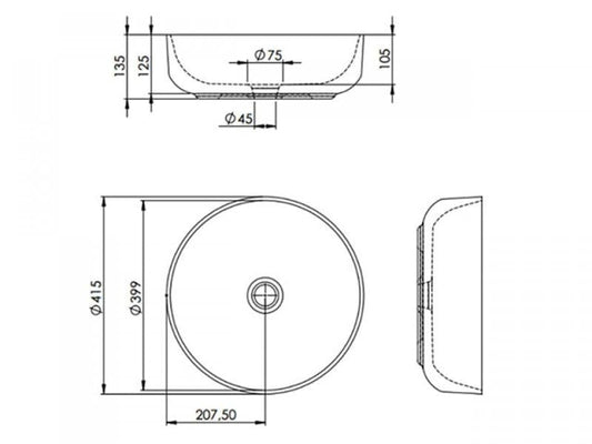 Lavoar rotund LORCA, din porțelan, montaj pe blat 42cm – alb