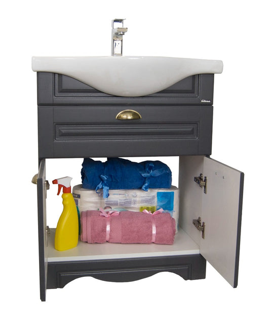 Mobilier Baie MDF și lavoar, Seria 172, 65cm, Antracit