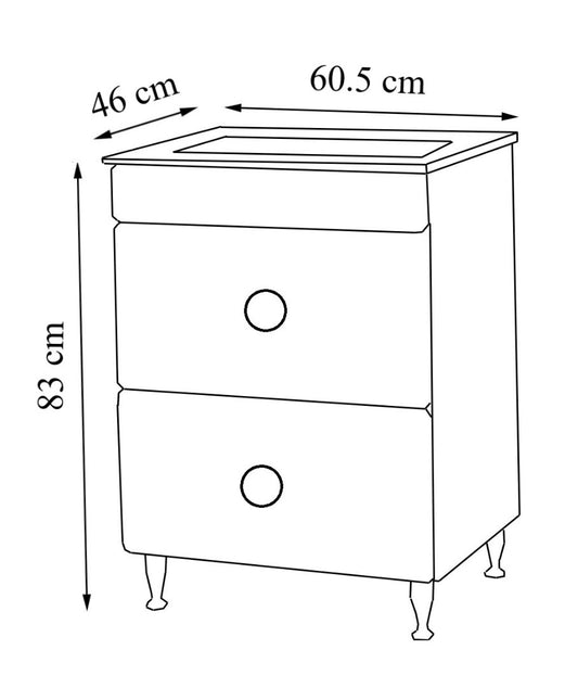 Mobilier Baie MDF și lavoar, Seria 780, 60cm, Alb