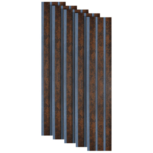Set 5 panouri decorative, riflaj, polimer rigid, Naimeed D5480, 270x12x1cm, Maro/Albastru