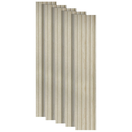 Set 5 panouri decorative, riflaj, polimer rigid, Naimeed D5496, 270x12x1cm, Crem
