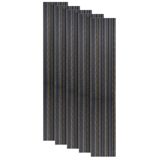 Set 5 panouri decorative, riflaj, polimer rigid, Naimeed D5497, 270x12x1cm, Negru