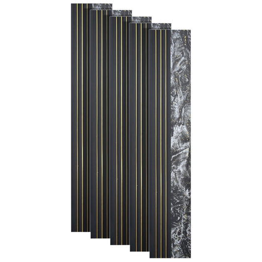 Set 5 panouri decorative, riflaj, polimer rigid, Naimeed D5499, 270x16x1cm, Negru