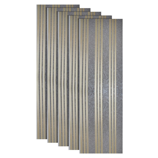 Set 5 panouri decorative, riflaj, polimer rigid, Naimeed D5507, 270x30x0.5cm, Gri/Auriu