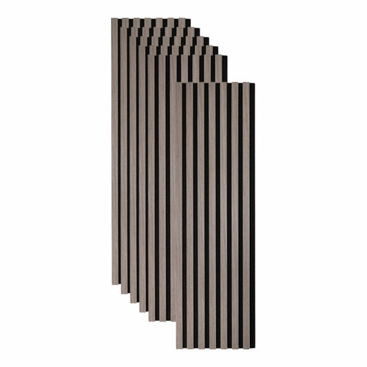 Set 6 Panouri riflaj acustic decorativ, MDF si pasla, Naimeed D6237, 240x30x1.8cm, Gri