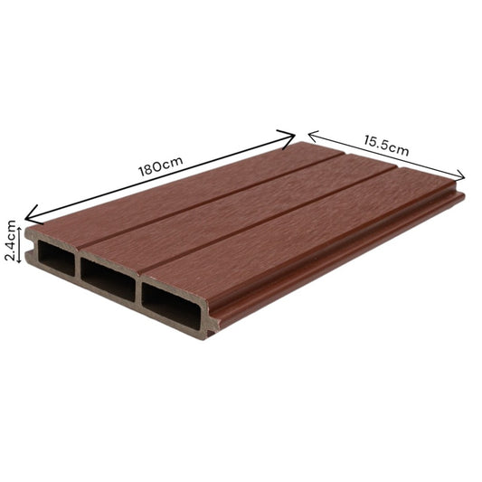 Placa de gard 3D, din compozit de lemn si plastic WPC, Naimeed D6472, 180x15,5x2.4cm, Visiniu