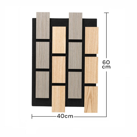 Set 5 Panouri riflaje acustice decorative, MDF si pasla, Naimeed D6774, 60x40x2.1cm, Stejar/Gri