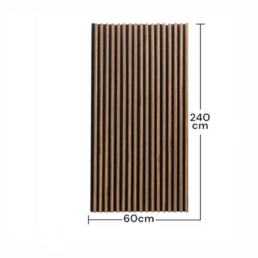Set 4 Panouri riflaje acustice decorative, MDF si pasla, Naimeed D6781, 240x60x2.1cm, Stejar inchis