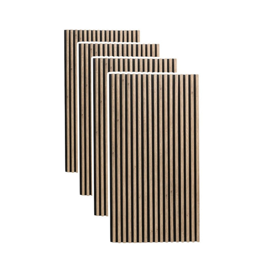 Set 4 Panouri riflaje acustice decorative, MDF si pasla, Naimeed D6782, 240x60x2.1cm, Stejar