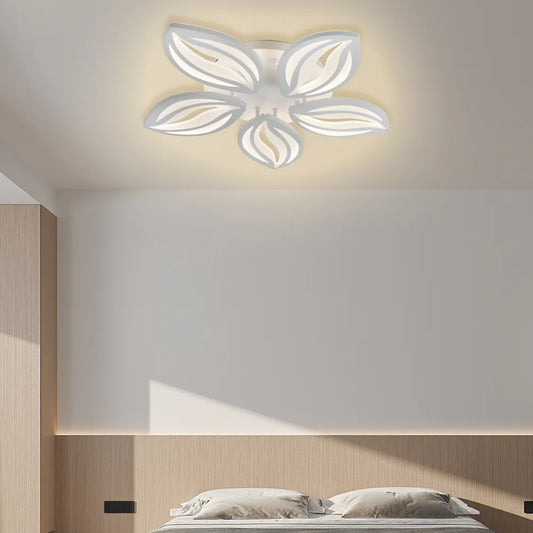 Lustra LED cu telecomanda ORCHID 65W, 5 Petale, lumina Rece/Calda/Neutra, Dimabila, Alb