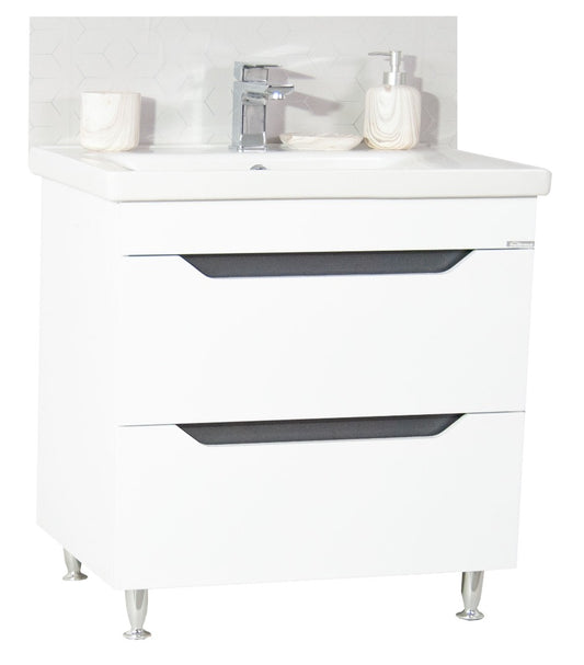Mobilier Baie MDF Kit și lavoar, Seria 756, Sertare, 80cm, Alb/Antracit