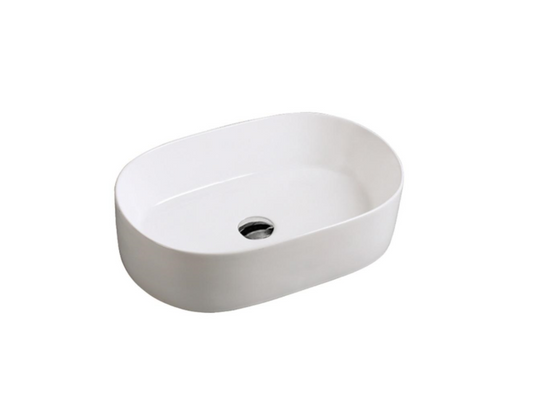 Lavoar oval DAYTON, din porțelan, montaj pe blat, 56×36,5cm – alb