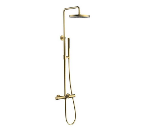 Coloana dus completa cu termostat ELEGANT cu 3 functii, montaj pe perete – Auriu periat