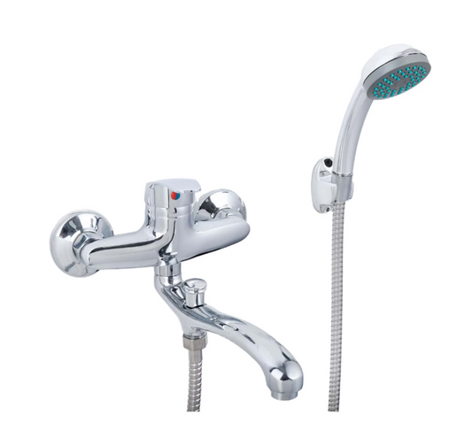 Baterie Cada Crom Lucios - Set Complet cu Pipa Pivotanta de 18cm, Para, Furtun si Excentrice Incluse