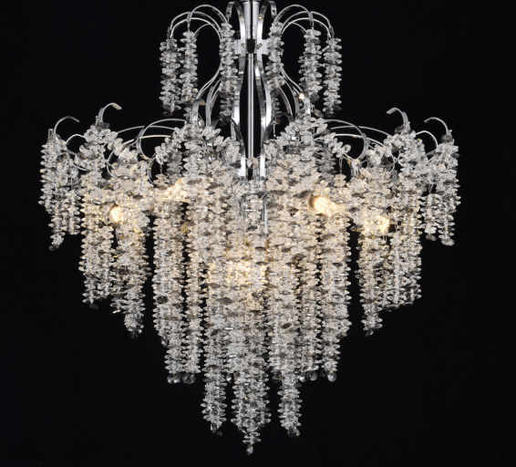Candelabru Cristal CC9311/5CH, 5x E14, Diametru 49cm, Crom