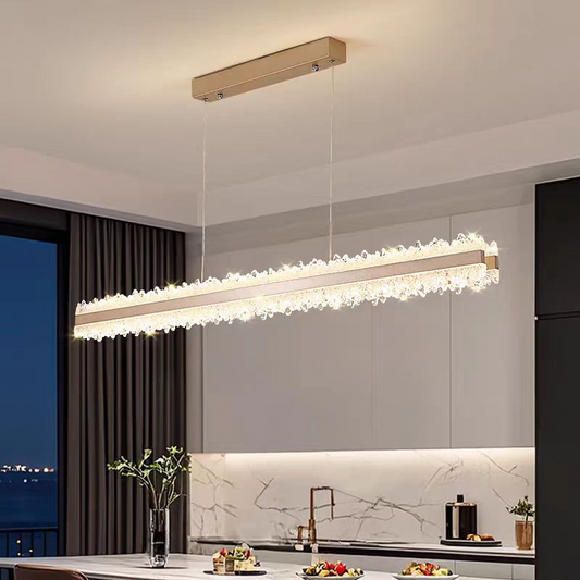 Lustra LED suspendata cu telecomanda RENZO 56W, lumina Rece/Calda/Neutra, Dimabila,Inaltime Reglabila, Auriu