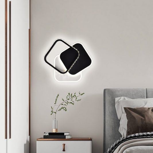 Lustra LED cu cristal PRISMIQ 34W, 3 Patrate, lumina Rece/Calda/Neutra, Negru