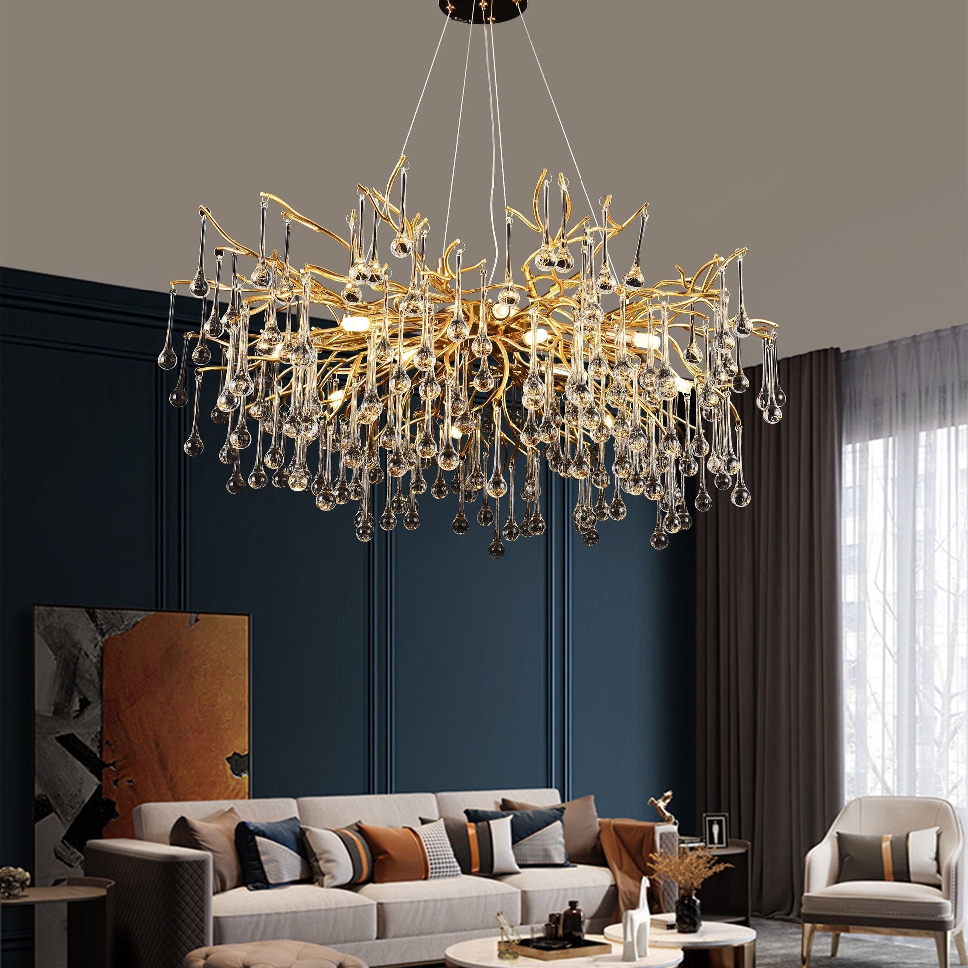 Candelabru Cristal CC333/600GD, 9x G9, Auriu, 60cm, Inaltime Reglabila