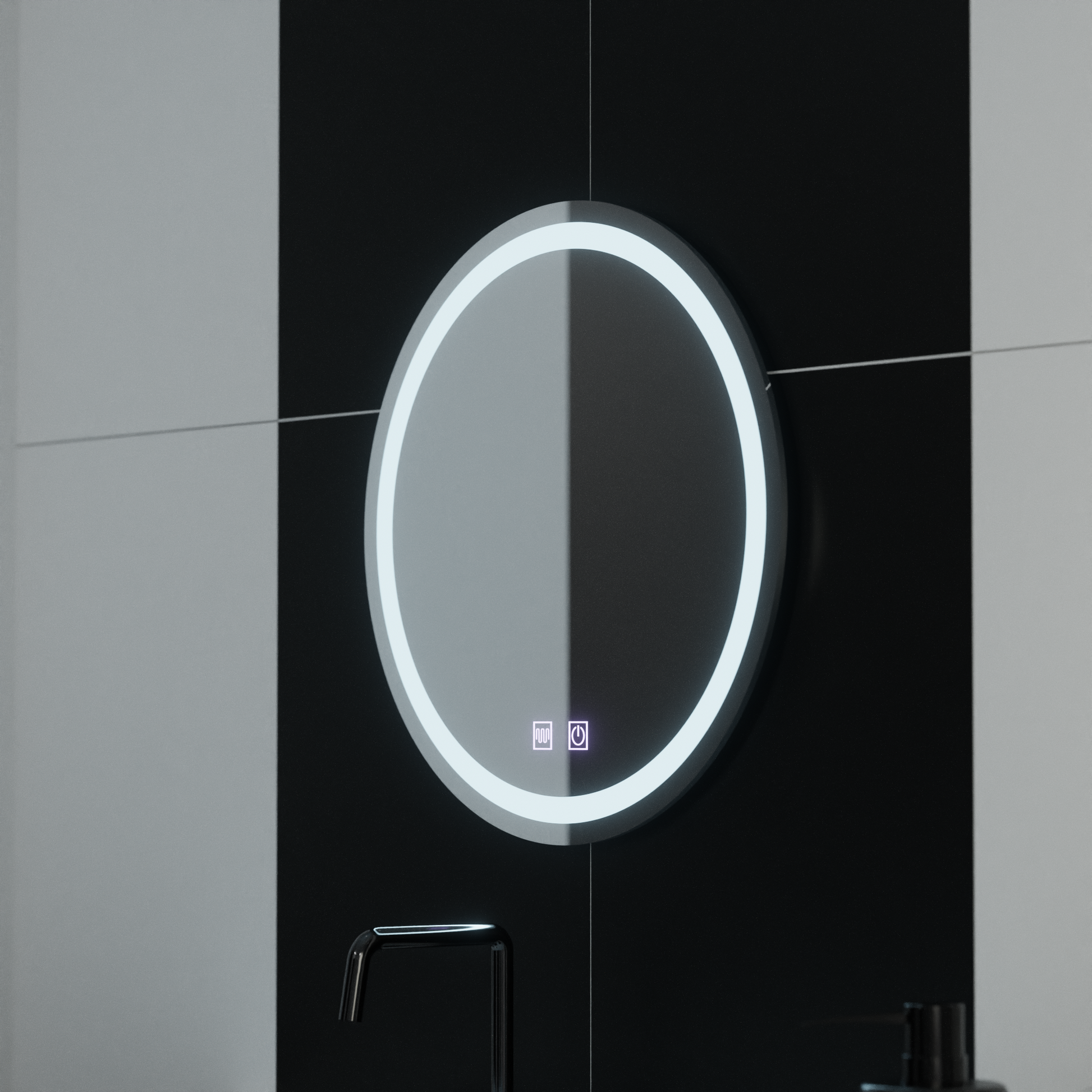 Oglinda LED Rotunda 50cm Lucea Touch Sistem Dezaburire