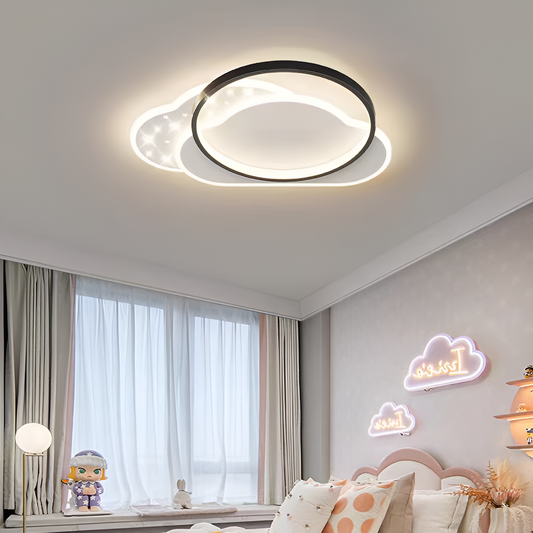 Lustra LED cu telecomanda NUVIA 125W, Nor, lumina Rece/Calda/Neutra, Dimabila, Negru si Alb