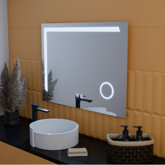Oglinda LED Rectangulara, 80x60cm, Linea Touch, Sistem Dezaburire, Dimabila