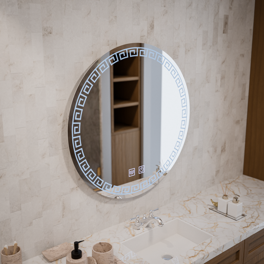 Oglinda LED Rotunda, 80cm, Orhina Touch, Sistem Dezaburire, Dimabila, E40S/80X80