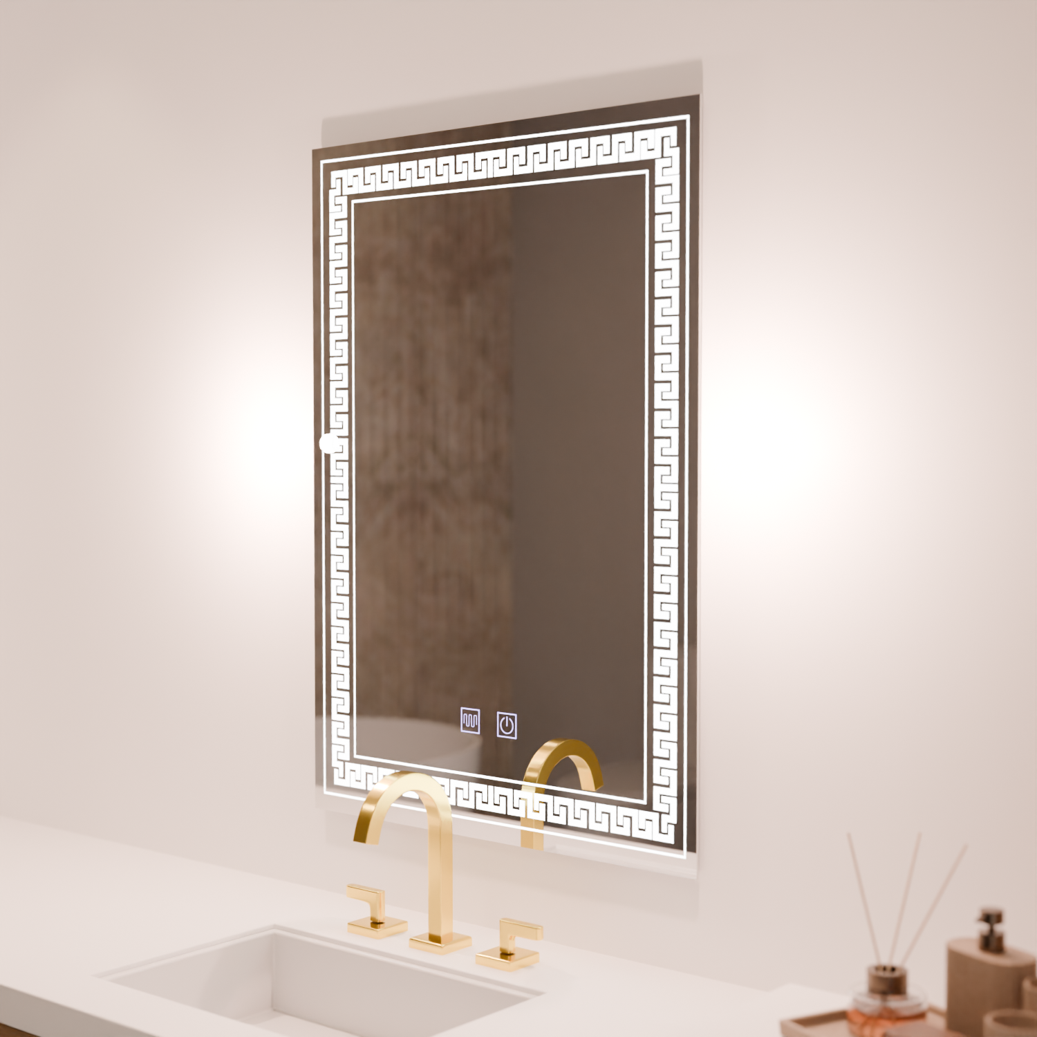 Oglinda LED Rentagulara, 60x80cm, Touch Vivido , Sistem Dezaburire,Dimabila
