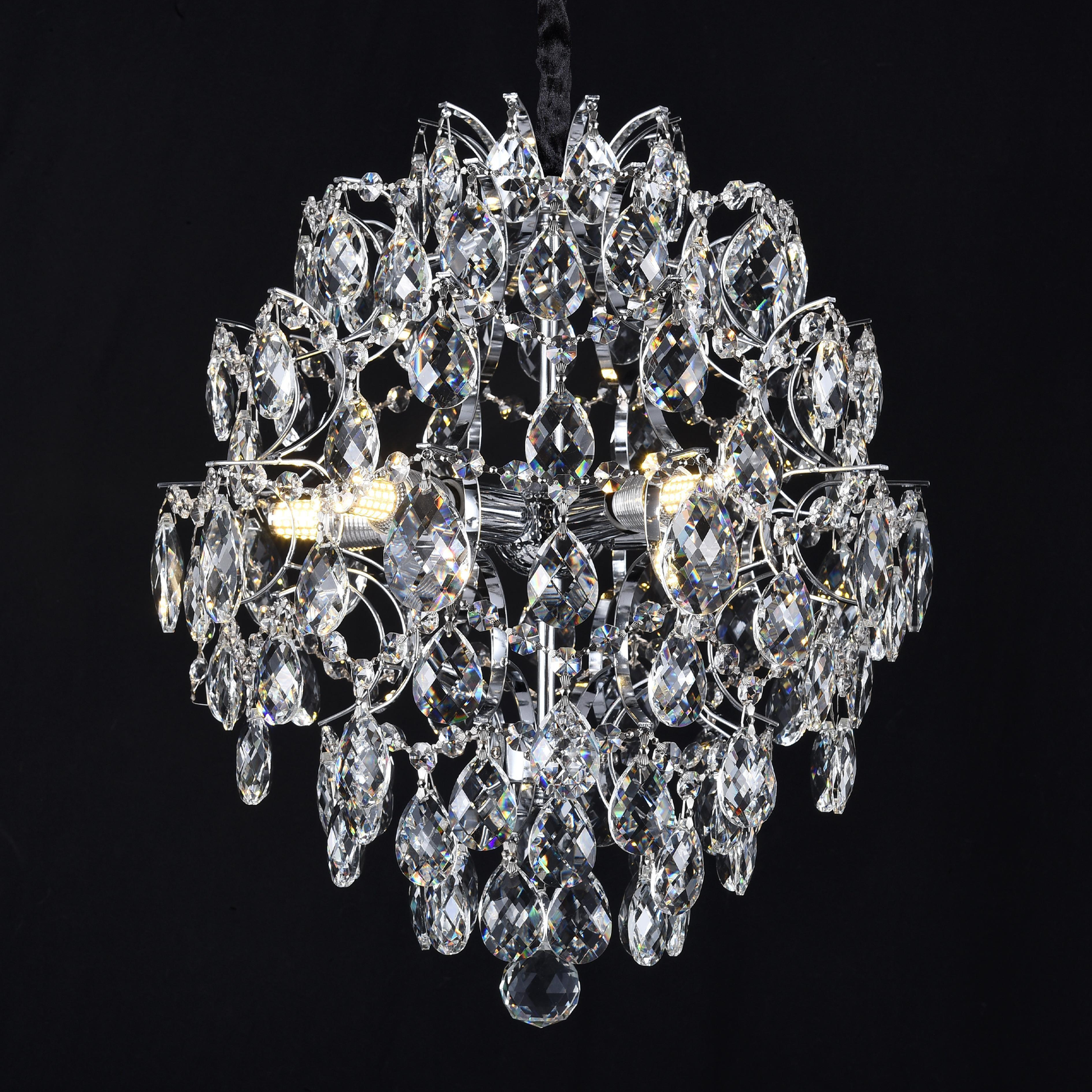 Candelabru Cristal CC9259/5CH, 5x E14, Diametru 40cm, Crom Lucios
