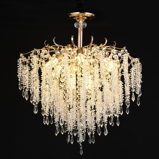 Candelabru Cristal CC9323/8FGD, 8x E14, Diametru 60cm, Auriu