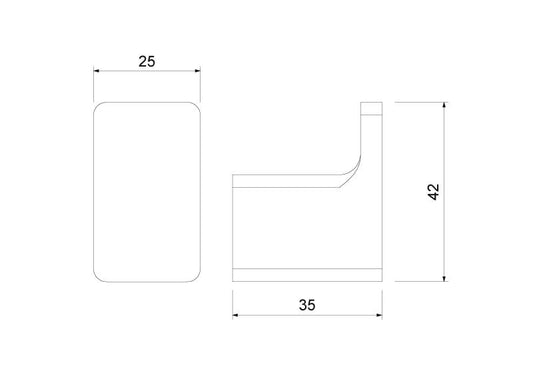 Cuier de perete MONO, negru mat, din oțel inoxidabil – 25×35 mm