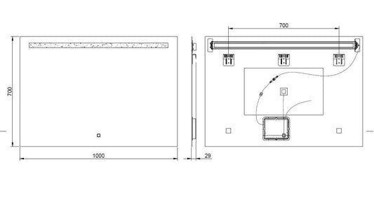 Oglinda LED 1000×700 – Anti-aburire, 2100 lm