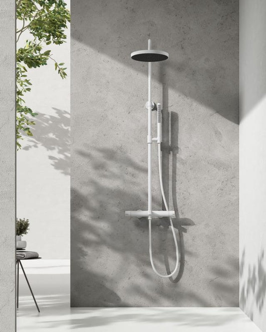 Coloana dus completa cu termostat ELEGANT cu 3 functii, montaj pe perete – Alb mat