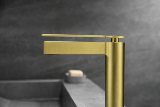Baterie lavoar ELEGANT cu montaj pe lavoar – Auriu periat