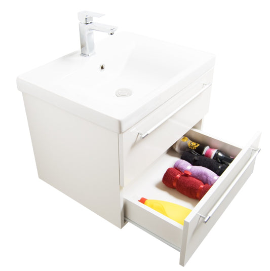 Mobilier Baie Kit și lavoar, Seria 754, Suspendat, Sertare, 60cm, Alb