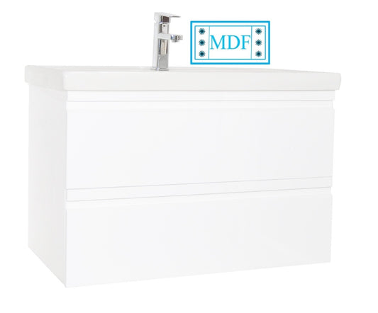 Mobilier baie MDF kit și lavoar Seria 786, 100cm, suspendată cu sertare, alb