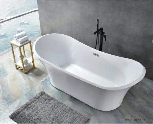 Cada baie freestanding RIGA 180x80x66cm, alba, ovala, acril sanitar ranforsat cu fibra de sticla