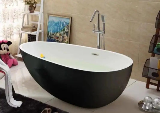 Cada baie freestanding VILNIUS 170x80x58cm, alb/negru, ovala, acril sanitar ranforsat cu fibra de sticla