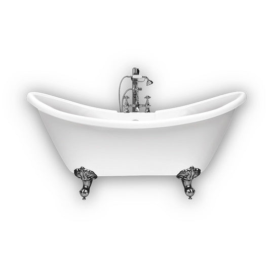 Cada retro freestanding Florida, Garda New 175, ovala, cu picioare si instalatie completa, alb