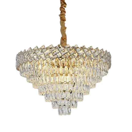 Candelabru Cristal WINDSOR Supremo 16xE27, Diametru 80cm, Auriu Lucios, Inaltime Reglabila