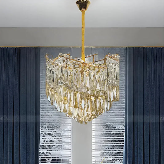 Candelabru Cristal TOPKAPI Petito 3xE27, Diametru 30cm, Auriu Lucios, Inaltime Reglabila