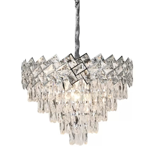 Candelabru Cristal WINDSOR Eleganza 5x E27, Diametru 49cm, Crom Lucios, Inaltime Reglabila