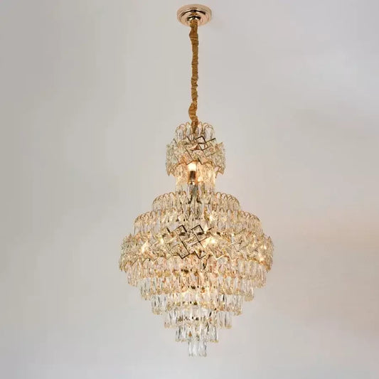 Candelabru Cristal WINDSOR Grande Supremo 14xE27, Diametru 60X90cm, Auriu Lucios, Inaltime Reglabila