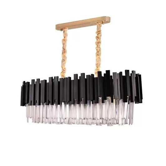 Candelabru Cristal BLOIS Regalis 8xE27, Diametru 80cm, Negru, Inaltime Reglabila