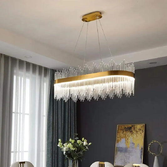 Lustra LED suspendata SIMONE 105W, Liniara, lumina Rece/Calda/Neutra, Dimabila, Auriu Lucios, Inaltime Reglabila