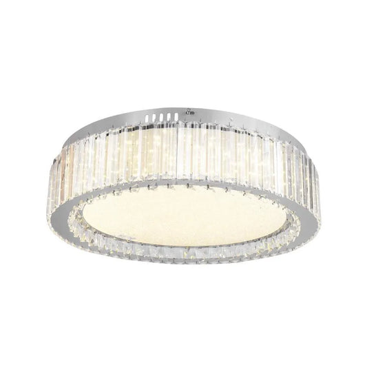 Lustra LED cu telecomanda si cristal MADOX 28W, lumina Rece/Calda/Neutra, Dimabila, Argintiu