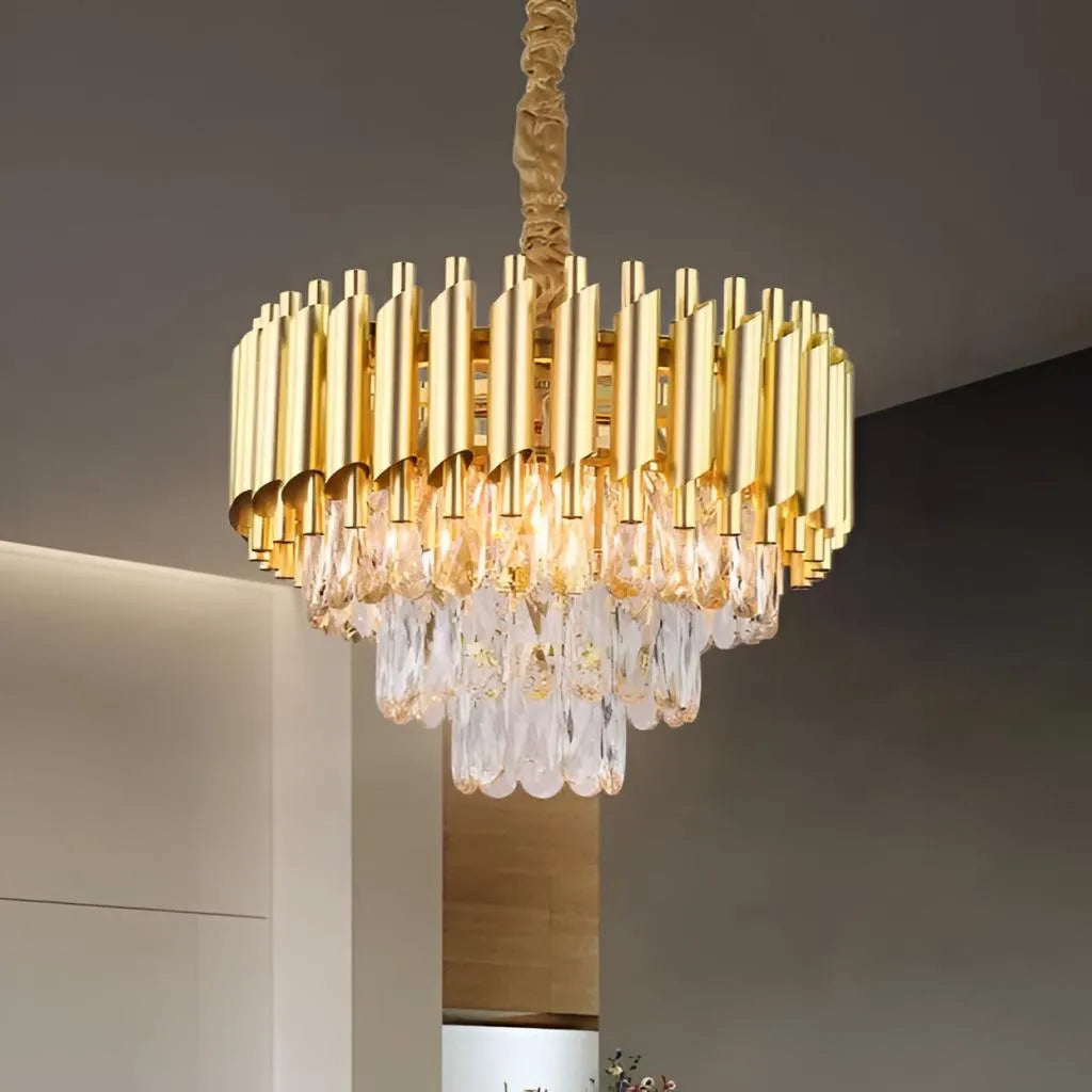 Candelabru Cristal VERSAILLES Nobile 5xE14, Diametru 40cm, Auriu, Inaltime Reglabila