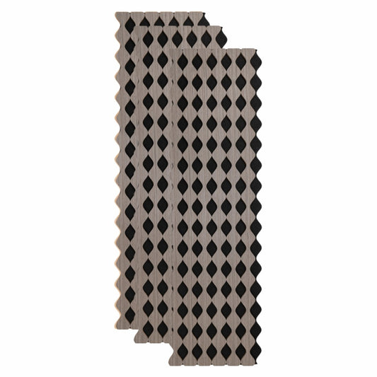 Set 3 Panouri riflaj acustic decorativ, MDF si pasla, Naimeed D6234, 240x30x1.8cm, Gri